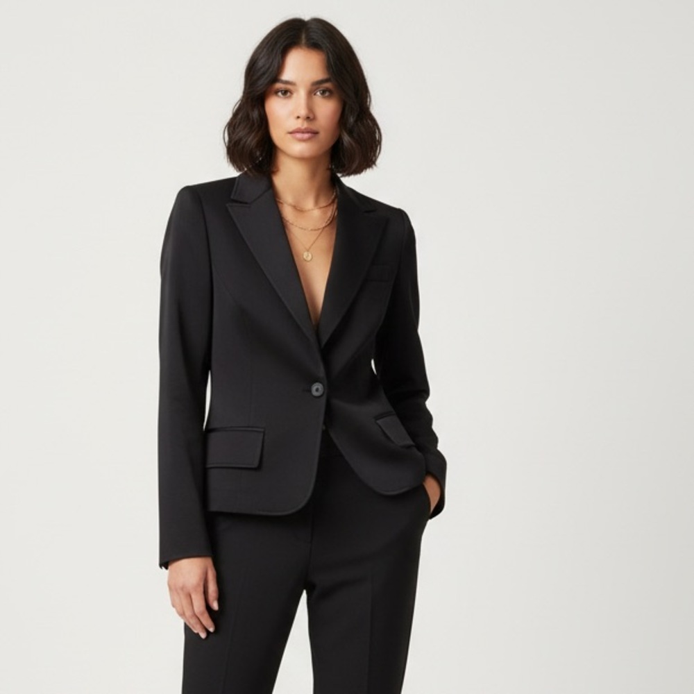 Vintage Kors Michael Kors Black Single Button Blazer Hip Length Satin Sheen XS/S